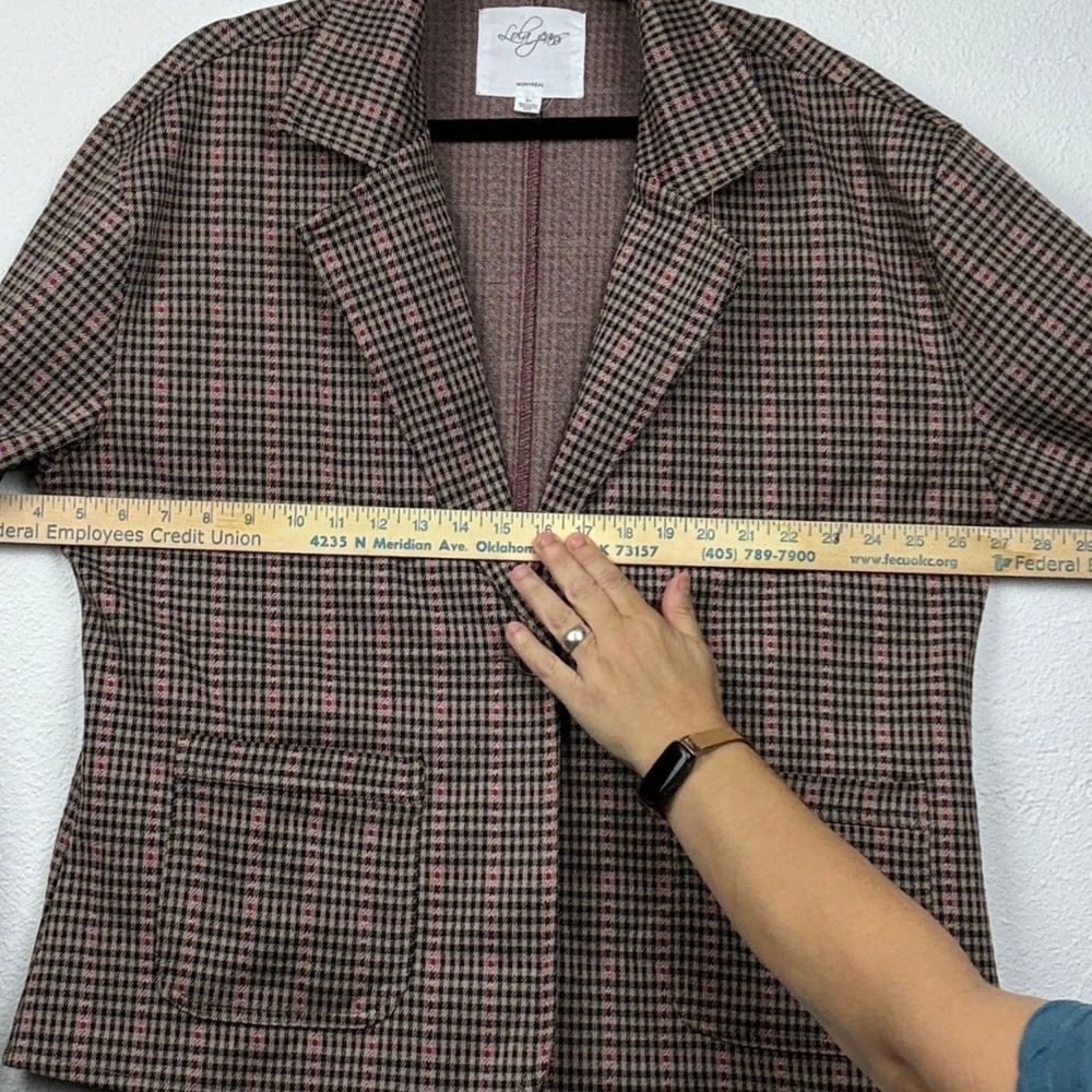Lola Jeans Pink Houndstooth Plaid Knit Blazer - 2X- DarkAcademia Preppy - Picture 4 of 12